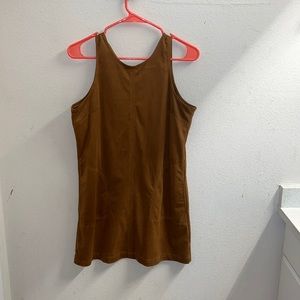 Brown leather mini dress with pockets